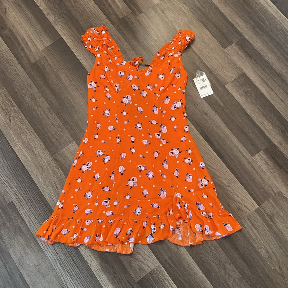 Free People| Orange Floral Dress Size XS NWT